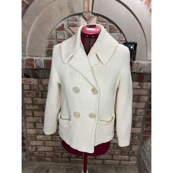 Blazer double breasted waffle knit cream 1950s oversized collar - Picture 1 of 9